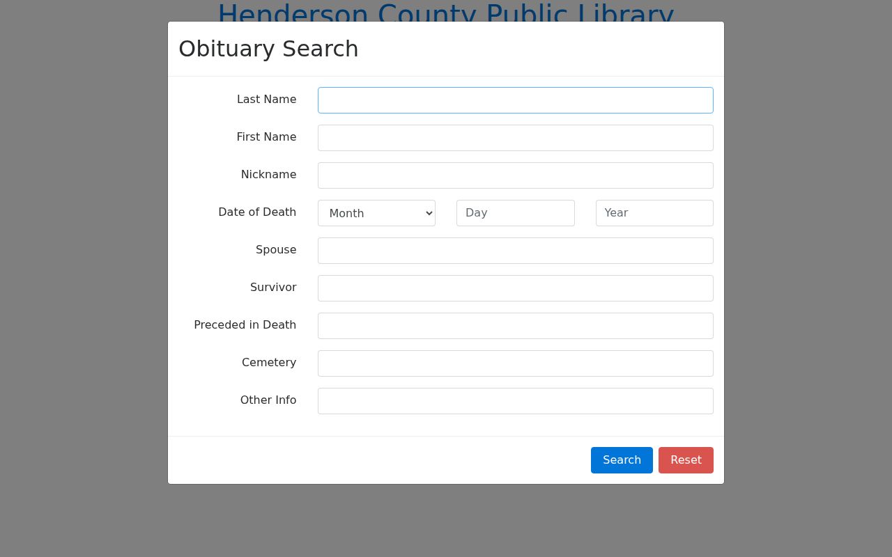 Henderson County Public Library Gleaner obituary index search