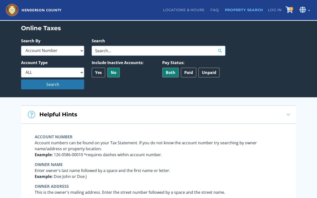 Henderson residents directory county property tax search