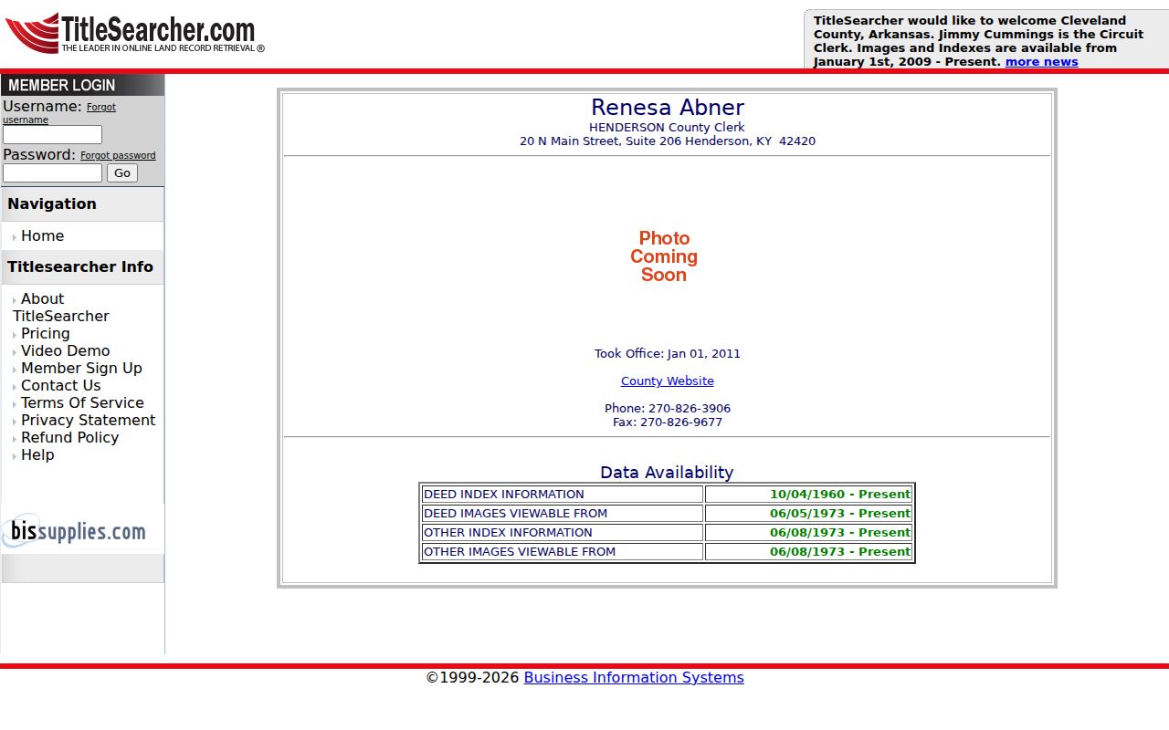 Henderson previous residents deed index coverage information