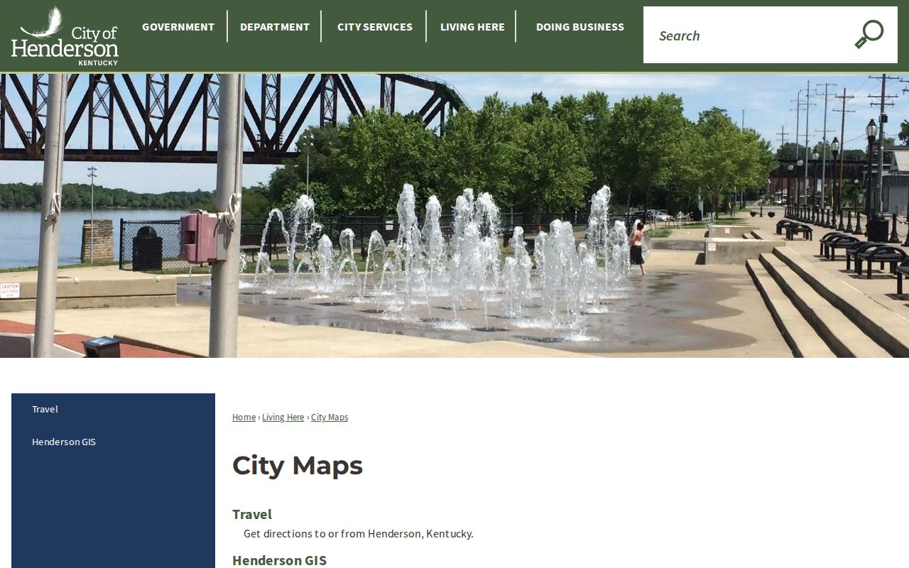 Henderson City Maps page linking residents to official mapping resources